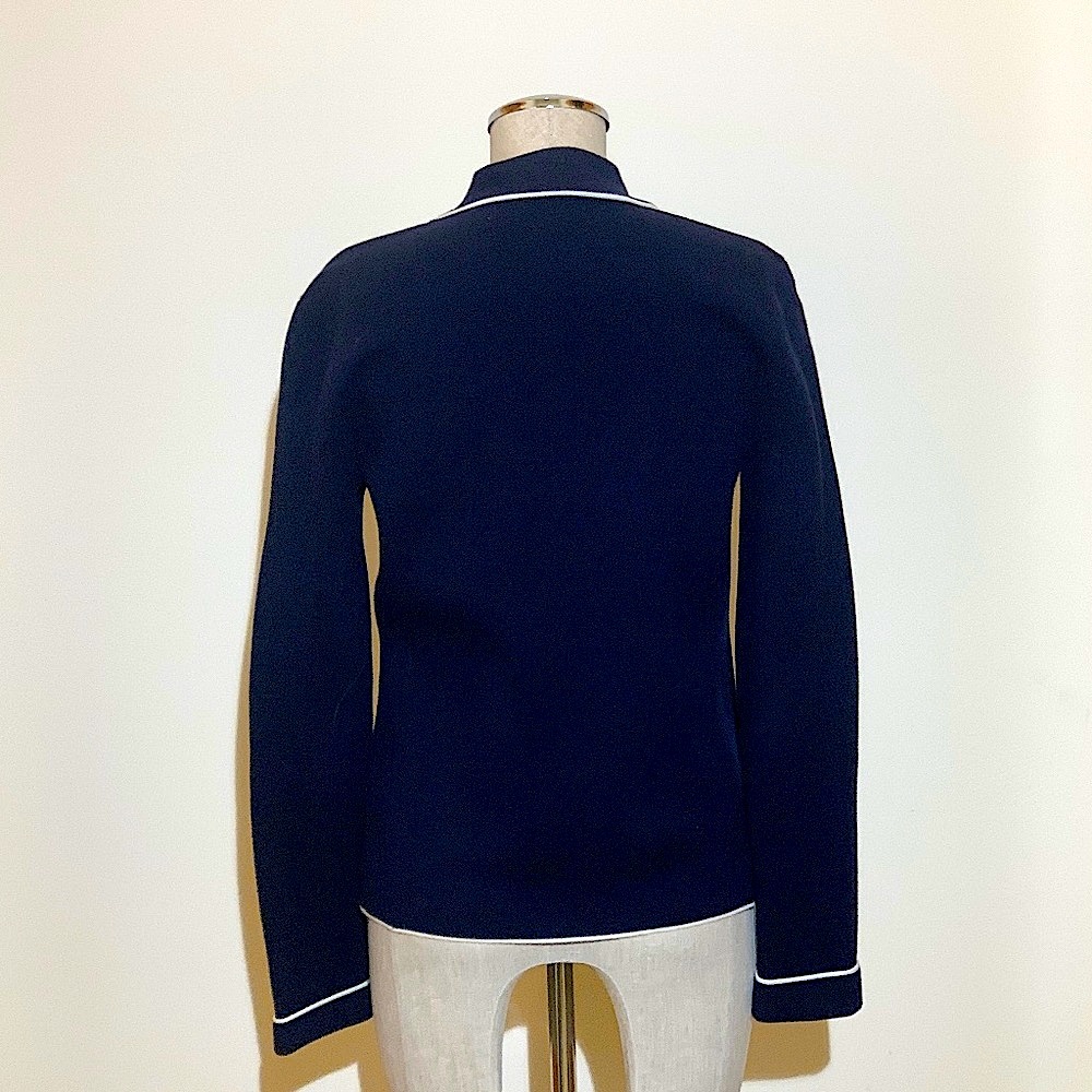 💥EUC💥 Lauren Ralph Lauren Navy Sweater Jacket w/White Piping - Size Small✨✨✨ - Picture 6 of 11